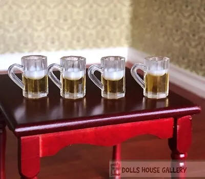 Buy Four Mugs Of Beer , Dolls House Miniature, Food Drink 1.12 Scale • 2.99£