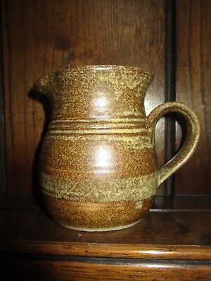 Buy Studio Pottery JUG Brown Ribbed Stoneware Hand Thrown 10 Cm Milk • 7.99£