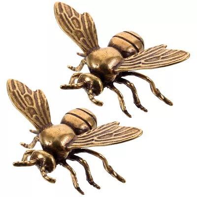 Buy 2pcs Mini Animal Figure Vintage Brass Bee Statue Ornament Bee Figurine Brass • 7.82£