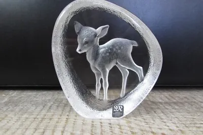 Buy Beautiful Mats Jonasson Sweden Glass Paperweight BABY DEER FAWN - (ref542) • 24.99£