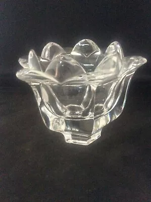 Buy Swedish Signed Orrefors Clear Crystal Bowl Flower Shaped Petal Sweden Pedestal • 85£