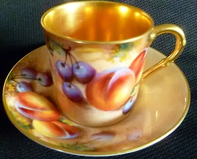 Buy Royal Worcester Fallen Fruits Coffee Can & Saucer Hand Painted Signed Roberts • 250£