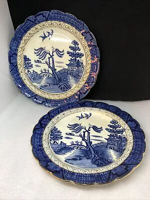 Buy Booths Early 20c Silicon China England REAL OLD WILLOW 10 1/4  And 9 5/8  Plates • 33.78£