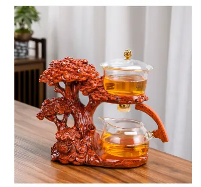 Buy Automatic Teapot Resin Chinese Money Tree Tea Maker Glass Pot Filter Tea Infuser • 106£
