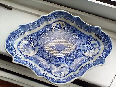 Buy Antique Pottery Pearlware Transfer Blue White Print Spode? Net Serving Dish • 20£