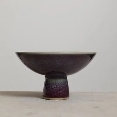 Buy Sven Hofverberg Landskron Sweden Pedestal Shallow Bowl Exhibited Studio Ceramic • 216.35£