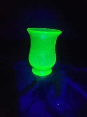 Buy Antique Art Deco Green Crackl Uranium Glass  Vase • 20£