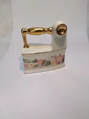 Buy Vintage SANBO Porcelain Miniature Iron With Flowers. Spain. 3 1/4  RARE • 19.16£