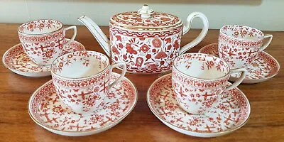 Buy 4 Antique Royal Crown Derby Osborne Coffee Cups, Saucers Dated 1886 + Wilmot Pot • 34.50£