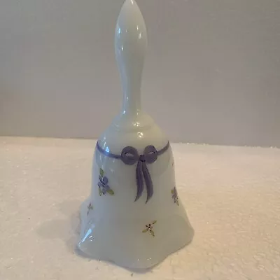Buy Fenton White Blue Bow Floral Bell Hand Painted Flowers 7” Signed Milk Glass • 22.73£