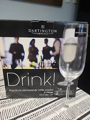 Buy Set Of 6 Dartington Crystal Champagne Flutes - 212mm Height 20cl - Boxed/unused • 9.99£