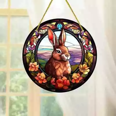 Buy Brown Rabbit Suncatcher Stained Glass Effect Home Decor Christmas Gift • 6.95£