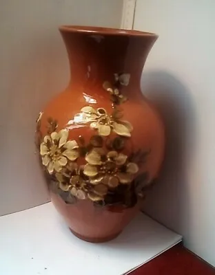 Buy EXETER ART POTTERY Brown Floral  LARGE VASE 28.5 Cm • 47£