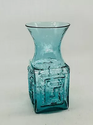 Buy Darlington Frank Thrower Turquoise Glass Vase Greek Key Design  14cm High Vgc • 29.99£
