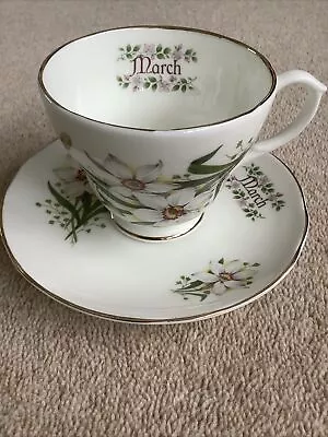 Buy Vintage English Bone China Cup & Saucer For A 'March' Birthday EX CON • 5£