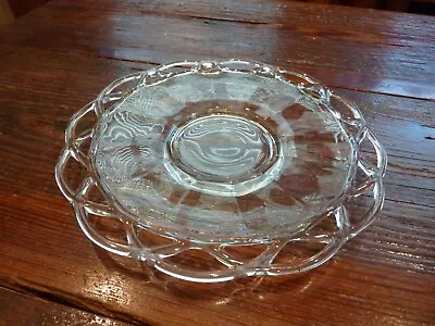 Buy 1940’s Imperial Glass Crocheted Crystal Lace Edge Plate 9 1/2 Inches • 9.48£
