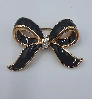 Buy Vintage Daniel Swarovski Signed Beautiful Black Bow With The Austrian Crystals • 52.75£