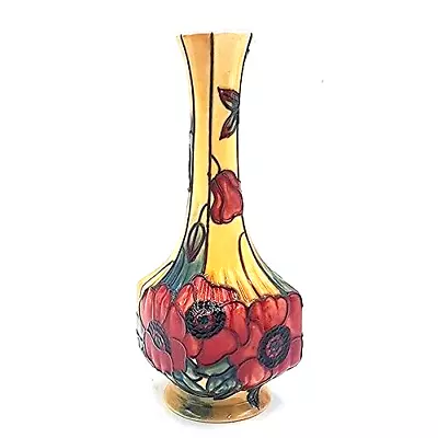 Buy OLD TUPTON WARE TUBELINED 18cm SQUARE BASED BUD VASE IN THE YELLOW POPPY BOXED • 19.99£