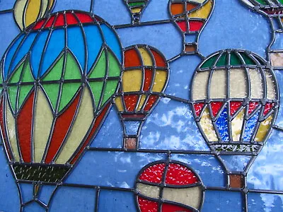 Buy NEWLY CRAFTED Stained Glass Window Panel FESTIVAL Of HOT AIR BALLOONS 655 By 555 • 825£