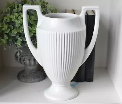 Buy Vintage White Dartmouth Pottery Vase Double Handled England (O) • 22£