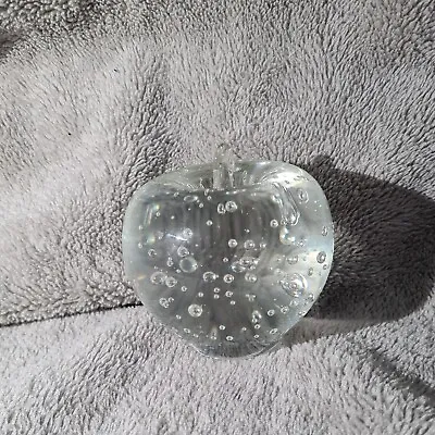 Buy Apple Shaped Bubble Design Sturdy Clear Glass Fruit Vintage Paperweight Ornament • 18.99£