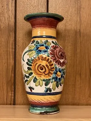 Buy Italian Hand Painted Ceramic Glazed Flower Vase Floral Design 10” Tall • 12.52£