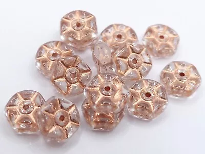 Buy 8mm Czech Pressed Glass Flat Round Disc Flower Rondelle Spacer Beads - 20pcs • 2.39£