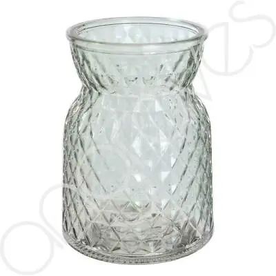 Buy Textured Clear Glass Flower Bud Vase Jar Home Decoration Decor Ornament • 7.49£