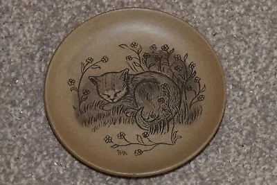 Buy Poole Pottery Brown Stoneware Cat Plate 15cms Unboxed • 4£