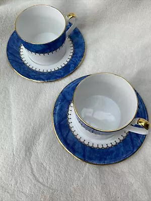 Buy CROCKERY.   Queen's Bone China Symphony BLUE X 2  Tea Cups & Saucers • 8.95£