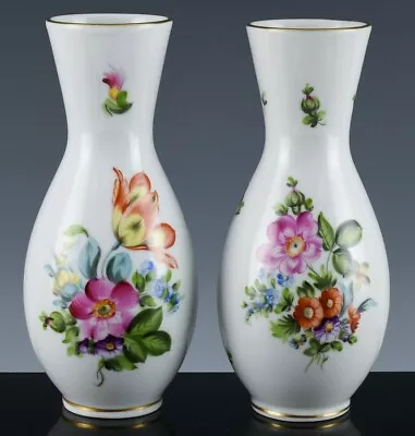 Buy Fine Pair Vintage Herend Hungary Hand Painted Printemps Flowers Porcelain Vases • 11.61£