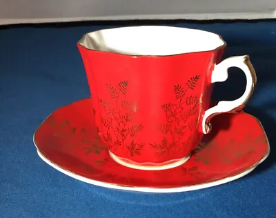 Buy Royal Grafton Red/Gold Fine Bone China Cup And Saucer Set England Vintage • 11.53£