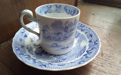 Buy Antique Miles Mason? Blue And White  China  Coffee Cup And Saucer C1810.         • 24£
