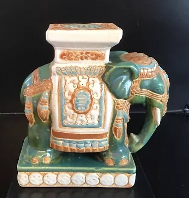 Buy Fabulous Vintage Ceramic Green Indian Elephant Pot Stand 8.5” High X 8” Long • 15£