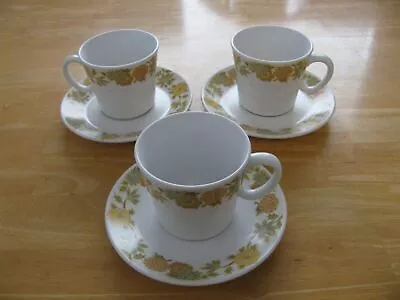 Buy Set Of 3 Noritake Progression China SUNNY SIDE 9003 Coffee/Tea Cups & Saucers • 11.33£