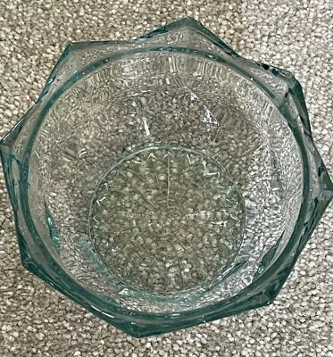 Buy Pale Blue Vintage Cut Glass Decorative Bowl  Dish 4.5” Pointed Edge • 12£