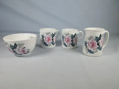 Buy Hammersley Bone China Tea Coffee Set Mugs Sugar Bowl Milk Jug Rose Pattern • 19.95£