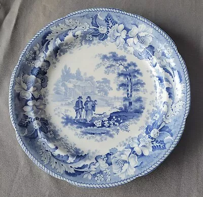 Buy C Heathcote & Co The Villager Pattern Blue & White Pearlware Side Plate C1818-24 • 30£