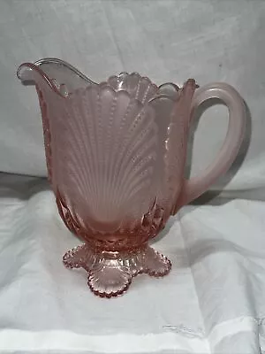 Buy Elegant Glassware Pink Coastal Seashell Glass Footed Pitcher Mosser Barware • 283.67£