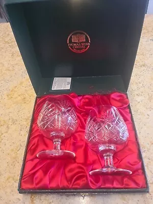 Buy Pair Of  Thomas Webb Crystal Cheltenham Brandy Glasses BALLOON +Presentation Box • 29£