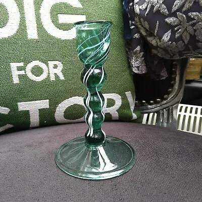 Buy Beautiful Vintage Hand Blown Swirl Design Candle Stick With Pontil Mark • 24.99£