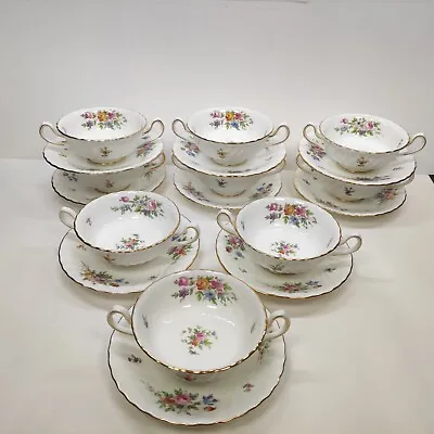 Buy Minton Bone China Marlow  Footed Cream Soup Bowls & Saucers (Set 9 -18 Piece) • 160.27£