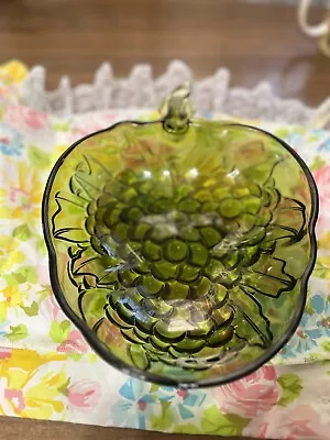 Buy Vintage Indiana Glass Co. Green Glass Grape Cluster Fruit Bowl. Mid Century. • 10.57£