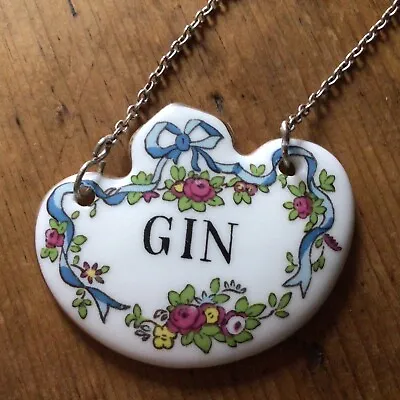 Buy Vintage GIN Fine China Decanter / Bottle Label By Royal Crown Staffordshire • 35£