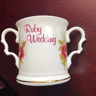 Buy Fenton  English Fine Bone China Ruby Wedding 40th Anniversary Cup • 6£