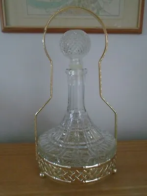Buy Vintage 75cl Glass Ships Decanter And Stopper With Silver Plated Carrier • 10£