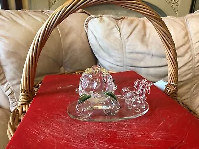 Buy Glass Crystal Cinderella's Carriage With Horses Ornament • 14.99£