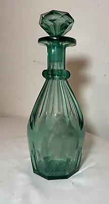 Buy High Quality Antique Green Cut Crystal Moser Czech Bohemian Glass Decanter • 218.20£
