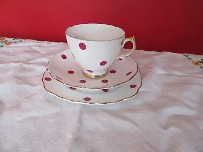 Buy Lovely Vintage Royal Vale Bone China Red Spot Dot Trio Cup Saucer Tea Plate • 8.50£