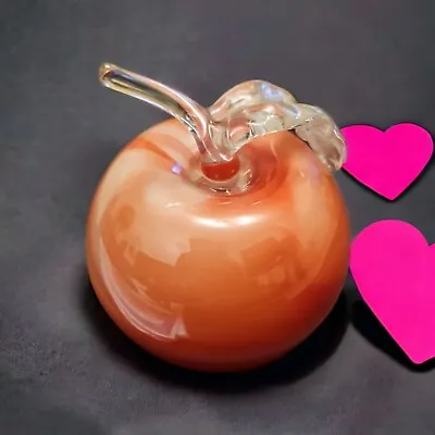Buy Vintage Hand Blown Glass Orangy Red Apple • 9.97£